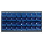 Wall Mount Louvered Panel with Plastic Bins Blue