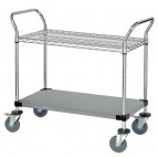 2-Shelf Stainless Steel Wire & Solid Utility Cart