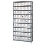Clear Plastic Storage Bin Steel Shelving System