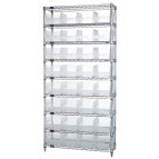 Wire Shelving Unit with Clear Plastic Storage Bins