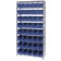 Wire Shelving Unit with Blue Plastic Storage Bins