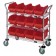 Wire Utility Cart with Plastic Bins Red