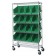 Slanted Wire Shelving Cart with Plastic Storage Bins - Green