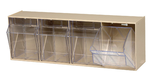 Plastic Clear Tip Out Tilt Bin 4 Compartment Organizer - QTB304