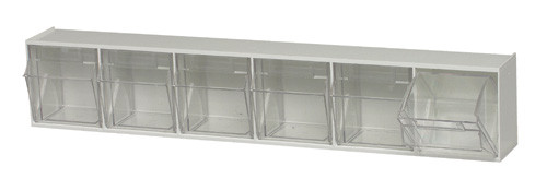 Plastic Clear Tip Out Tilt Bin 6 Compartment Organizer - QTB306
