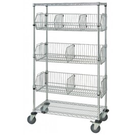 Chrome Wire Shelving Mobile Basket Carts