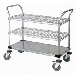 Wire & Solid Shelving Utility Carts