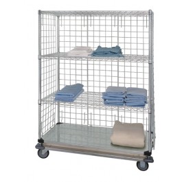3 Wire & 1 Solid Shelf Dolly Base Linen Cart