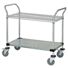 WRC-2142-2CG Wire & Solid Shelving Utility Cart