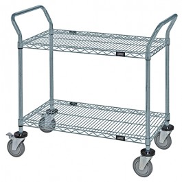 WRC-2142GY-2 Gray Epoxy 2-Shelf Wire Utility Cart