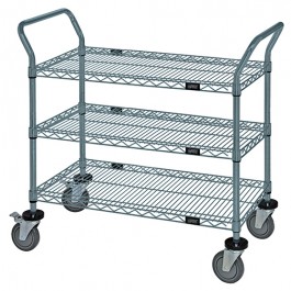 WRC-2148GY-3 Gray Epoxy 3-Shelf Wire Utility Cart