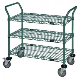 WRC-2136P-3 Proform Green Epoxy 3-Shelf Wire Utility Cart