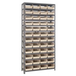 Ivory Plastic Shelf Bin Steel Shelving Unit