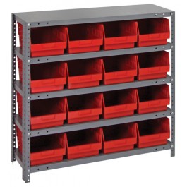 Red Plastic Storage Bin Steel Shelving Systems