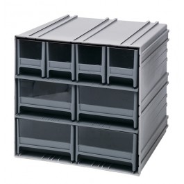 Interlocking Storage Cabinet with Gray Drawers