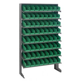 Single Sided Pick Rack with Bins - Green