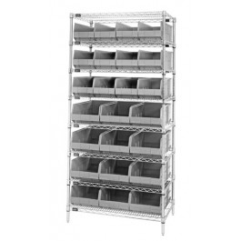 Stackable Shelf Bin Wire Shelving Unit WR8-483485 Gray