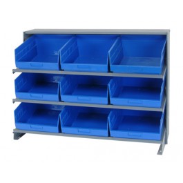 Bench Rack with Plastic Bins Blue