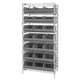 Stackable Shelf Bin Wire Shelving Unit WR8-425 Gray