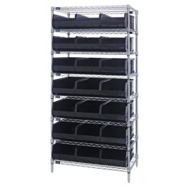 Stackable Shelf Bin Wire Shelving Unit WR8-445 Black