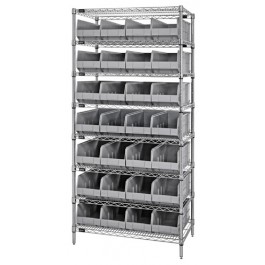 Stackable Shelf Bin Wire Shelving Unit WR8-463 Gray