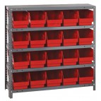 Red Plastic Storage Bin Steel Shelving Systems