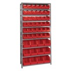 Red Plastic Storage Bin Steel Shelving Systems