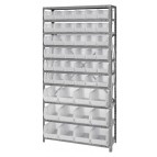 Steel Shelving Unit with Clear Bins