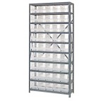 Clear Plastic Storage Bin Steel Shelving System