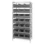 Stackable Shelf Bin Wire Shelving Unit WR8-425 Gray