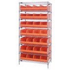 Stackable Shelf Bin Wire Shelving Unit WR8-443 Orange