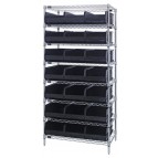 Stackable Shelf Bin Wire Shelving Unit WR8-445 Black