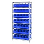 Stackable Shelf Bin Wire Shelving Unit WR8-461 Blue