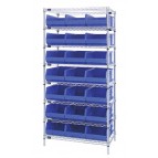 Stackable Shelf Bin Wire Shelving Unit WR8-485 Blue