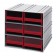Interlocking Storage Cabinet with Drawers Red