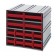 Interlocking Cabinet with Red Storage Drawers