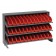 Sloped Bench Rack with Red Bins