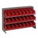Sloped Bench Rack with Red Bins