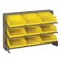 Sloped Bench Rack with Yellow Bins
