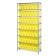 Wire Shelving Unit with Yellow Plastic Bins