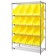 Slanted Wire Shelving Unit with Yellow Plastic Storage Bins