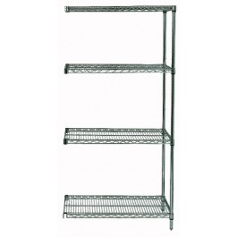 Green Epoxy Wire Shelving 4-Shelf Add-On Kit