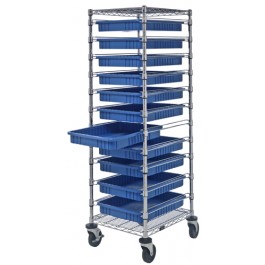 Blue Dividable Grid Storage Container Wire Shelving Carts