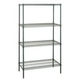 Green Epoxy Wire Shelving 4-Shelf Starter Kit