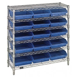 Plastic Storage Bin Wire Shelving Units Blue