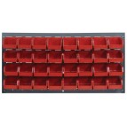 Louvered Panel with Plastic Hang Bins Red