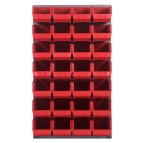 Wall Mount Panel with Storage Bins - Red