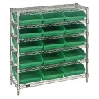 Plastic Storage Bin Wire Shelving Units Green