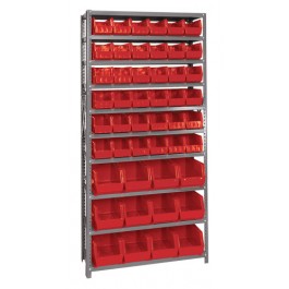 Red Plastic Storage Bin Steel Shelving Systems