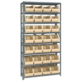 Plastic Storage Bin Steel Shelving System Ivory